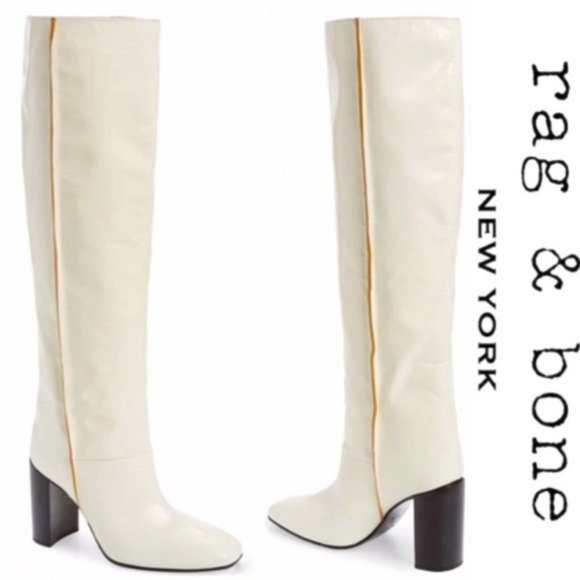 Rag Bone Aslen Tall White Leather Boots 